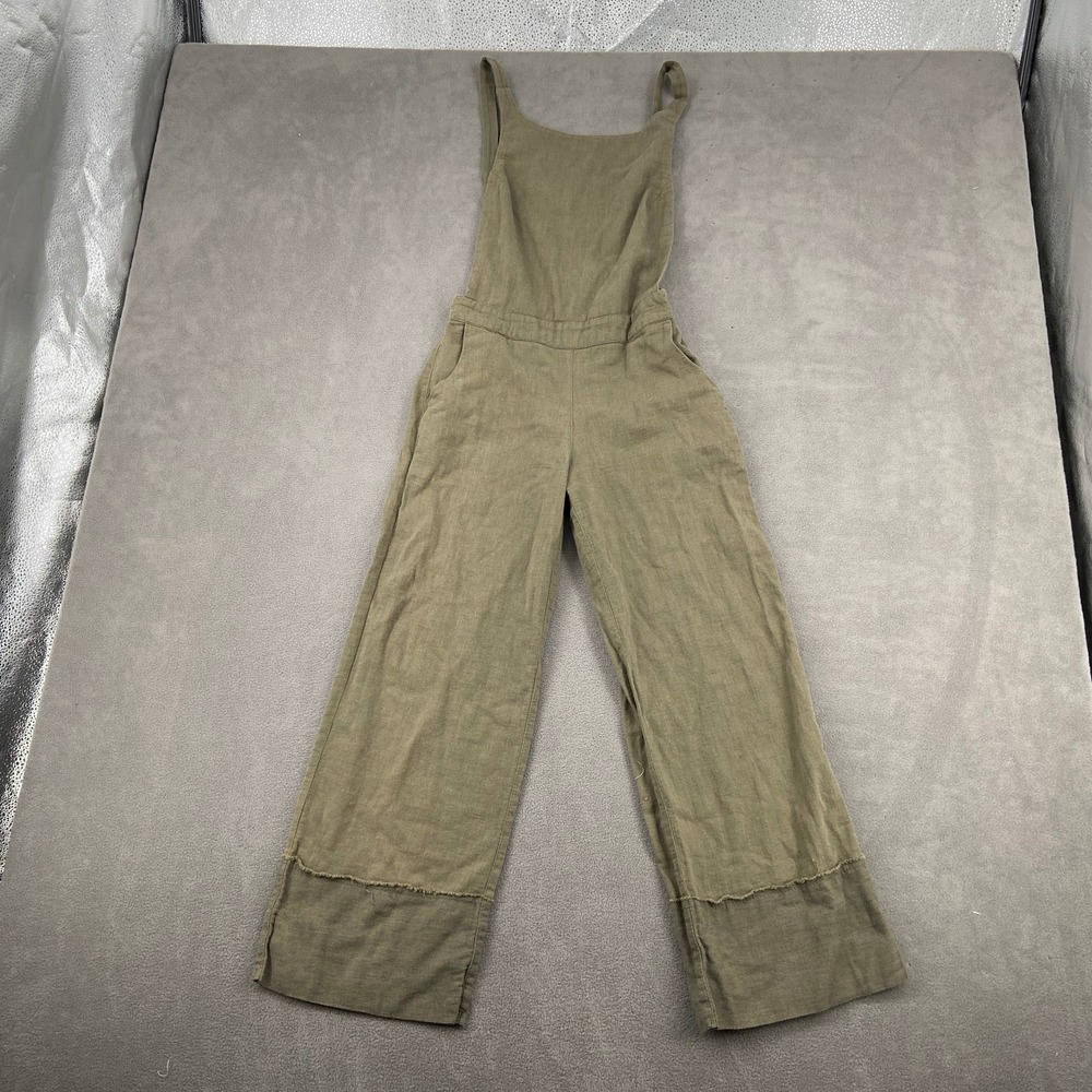 Subtropicalia Jumpsuit Sz S/M Green Open Back Adjustable Strap Boho Relaxed Fit